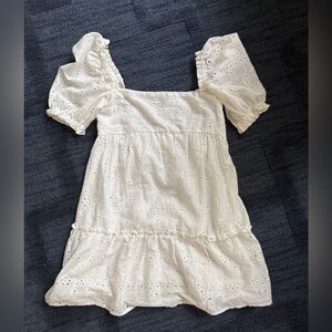 H&M Cream Sundress with Square Neck and Short Sleeves